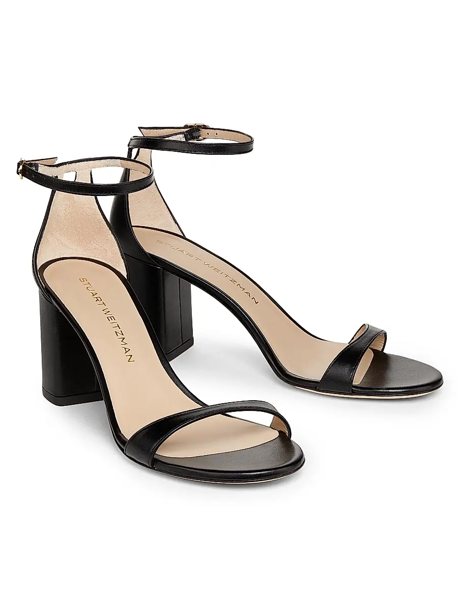 Stuart Weitzman Women's Nudist Block 75MM Leather Sandals | Thumbnail 2 Stuart Weitzman Women's Nudist Block 75MM Leather Sandals | Thumbnail 2