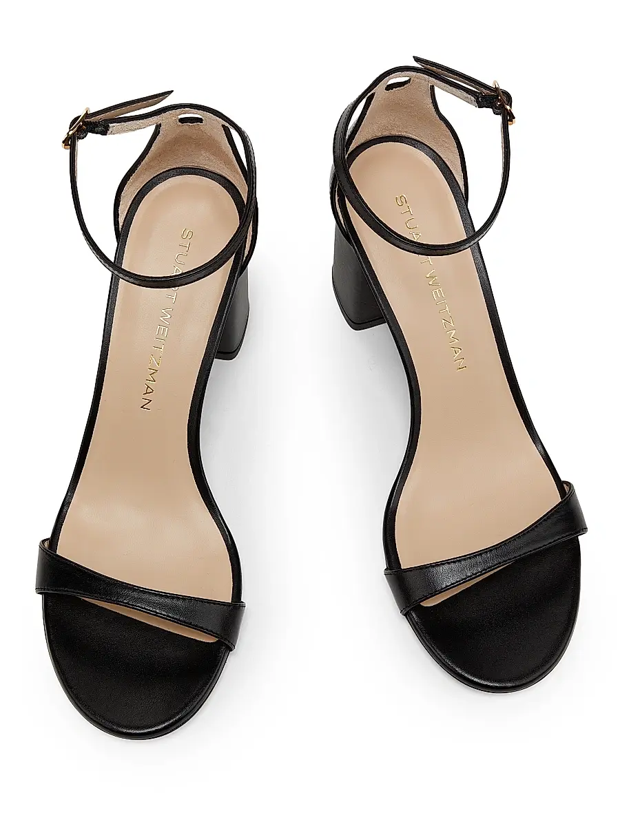 Stuart Weitzman Women's Nudist Block 75MM Leather Sandals | Thumbnail 4 Stuart Weitzman Women's Nudist Block 75MM Leather Sandals | Thumbnail 4