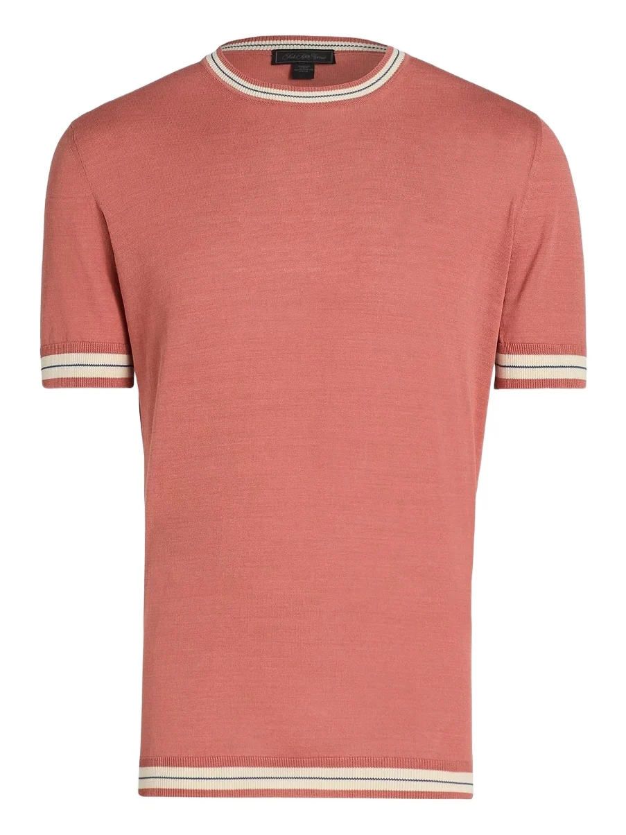 Saks Fifth Avenue Men's Striped-Trim Cotton-Silk Short-Sleeve Sweater