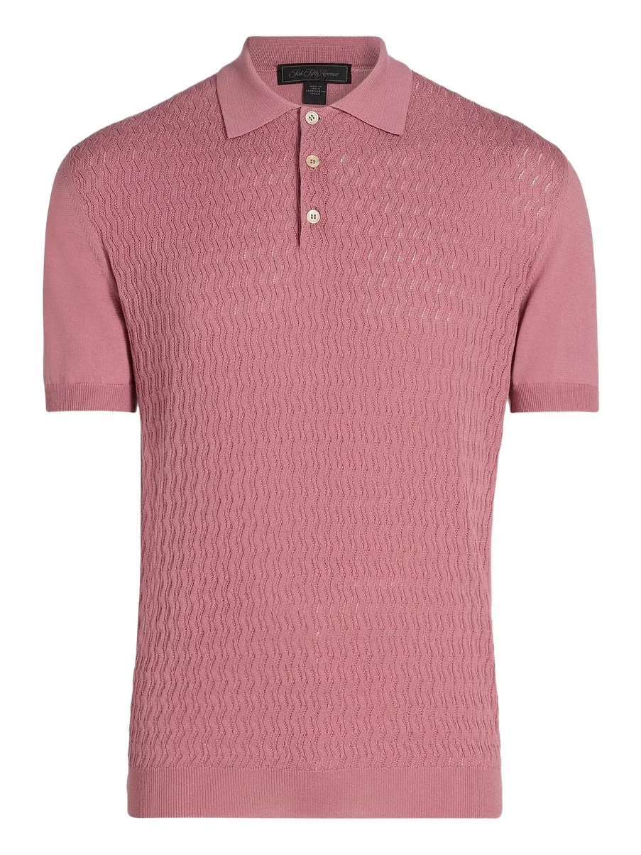 Men's COLLECTION Basketweave Knit Cotton Polo Shirt