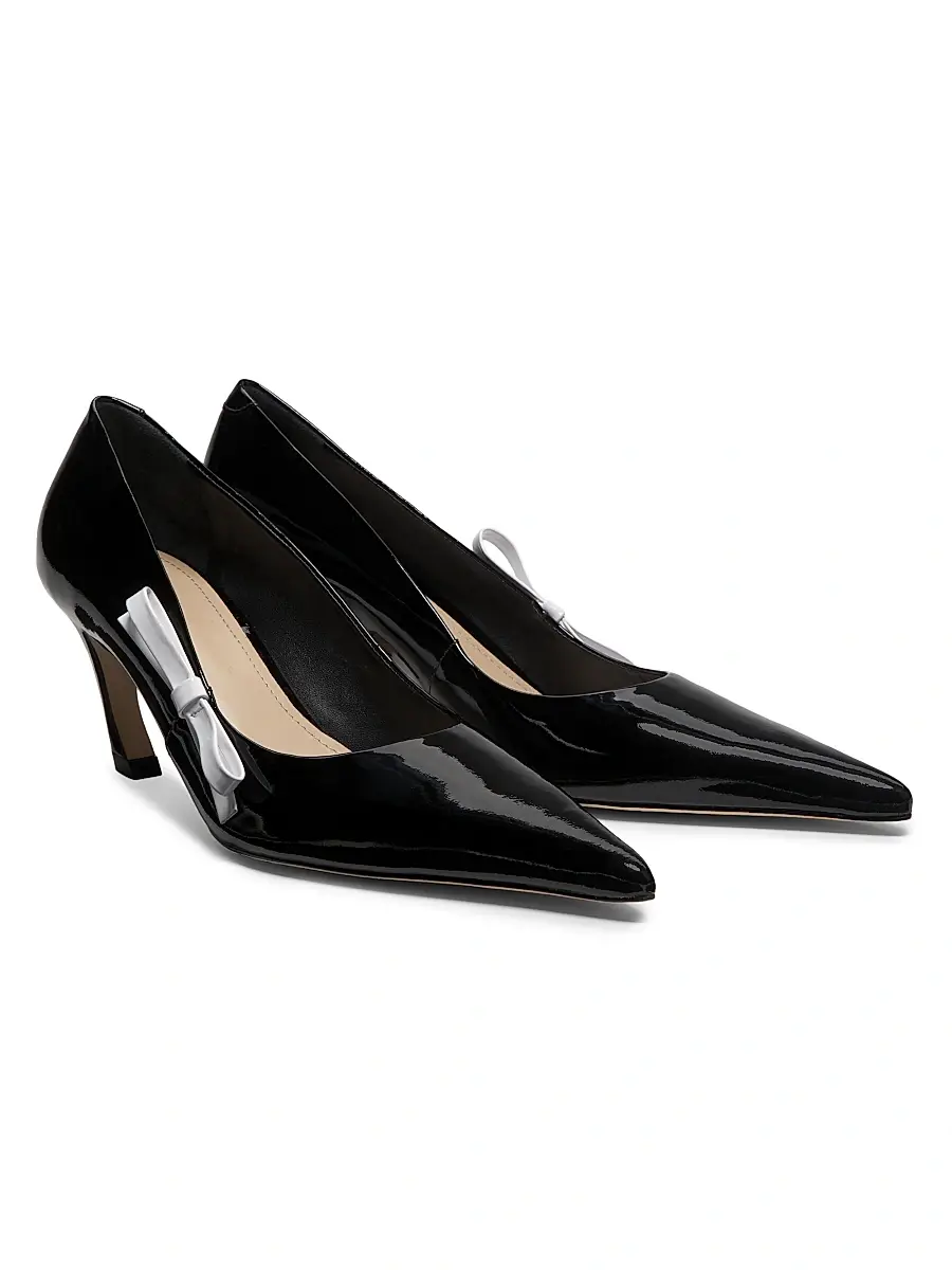 22élevé Women's 65MM Contrast Bow-Detail Patent Leather Pumps | Thumbnail 2 22élevé Women's 65MM Contrast Bow-Detail Patent Leather Pumps | Thumbnail 2