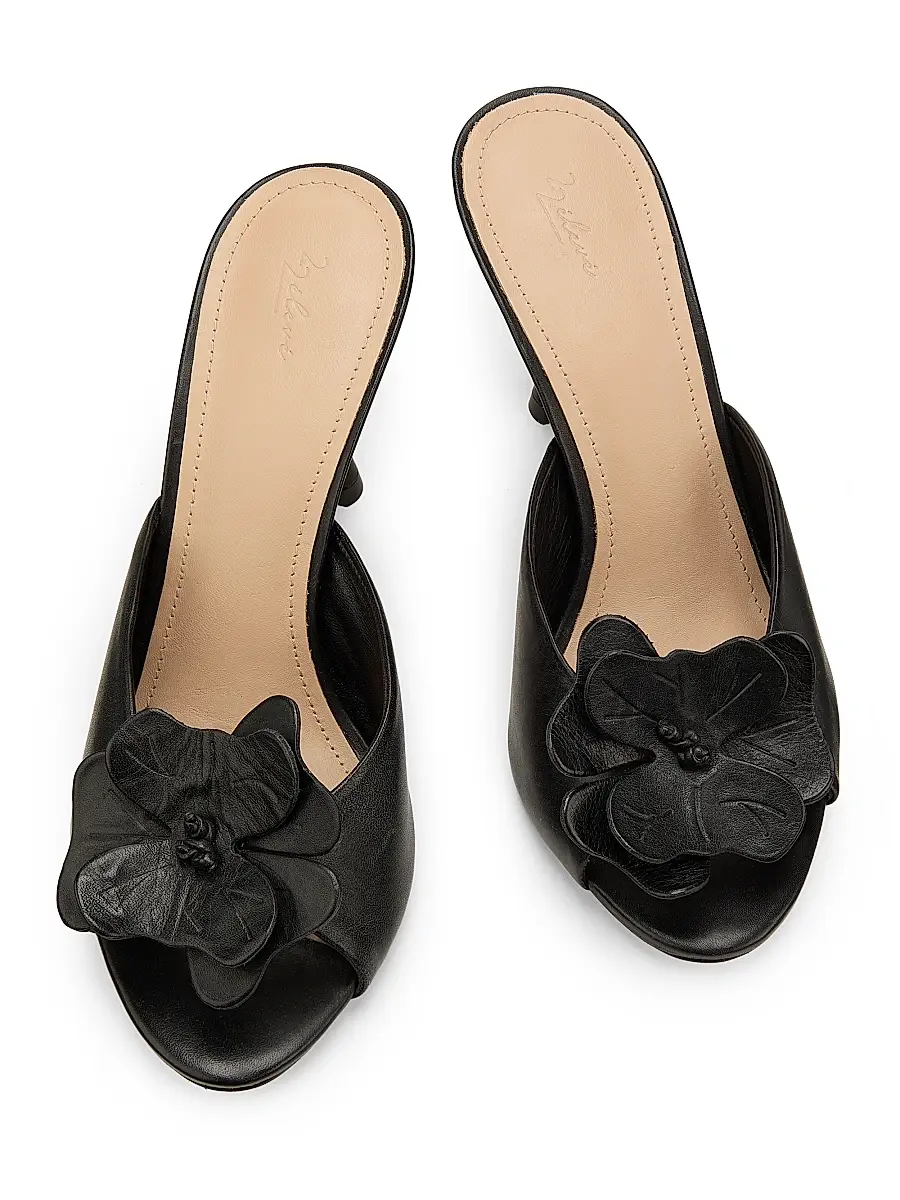 22élevé Women's 90MM Floral Appliqué Leather Mules | Thumbnail 4