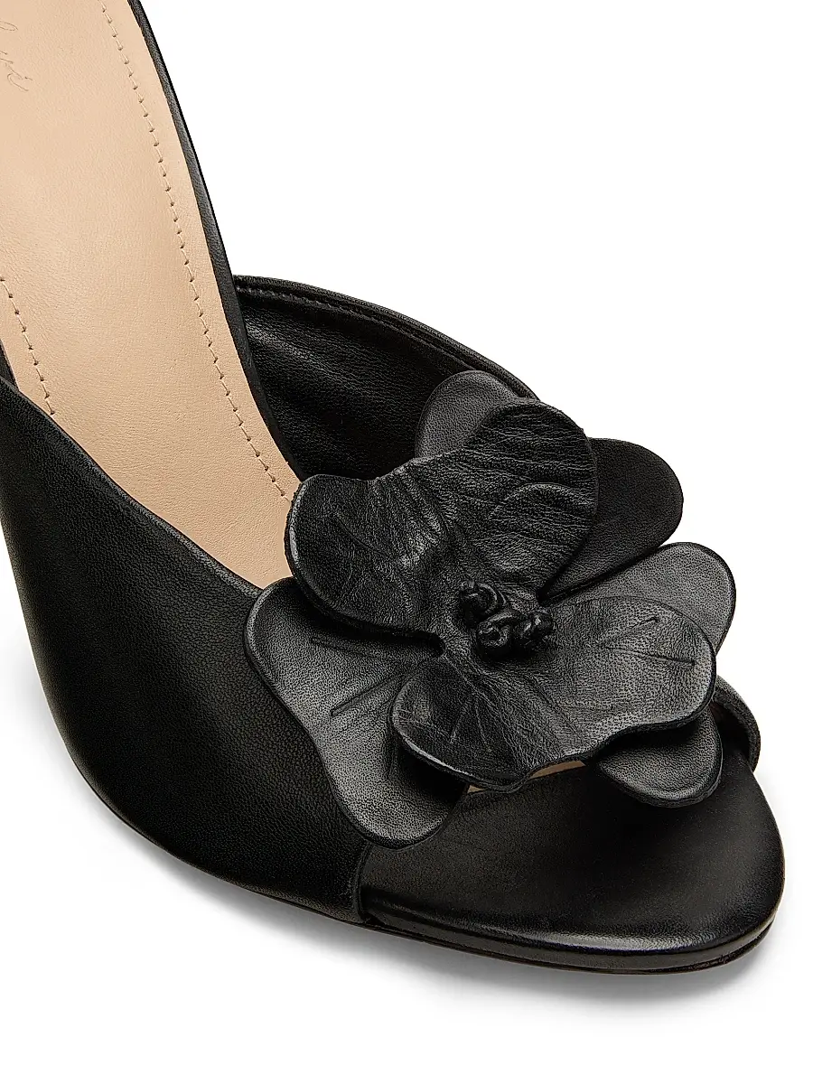 22élevé Women's 90MM Floral Appliqué Leather Mules | Thumbnail 5