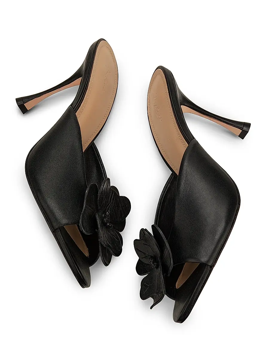 22élevé Women's 90MM Floral Appliqué Leather Mules | Thumbnail 6
