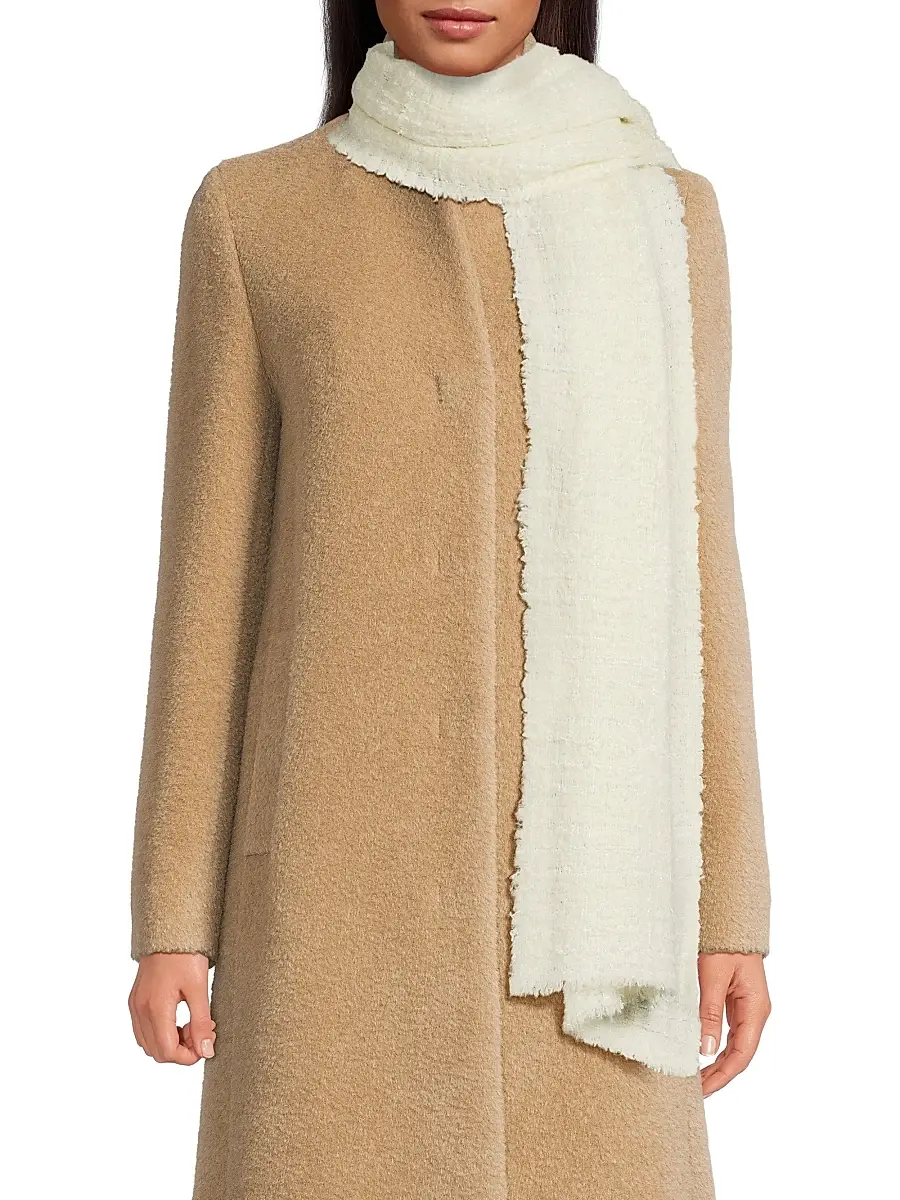 FALIERO SARTI Women's Manon Plaid Wool-Blend Scarf - Cream | Image 1 FALIERO SARTI Women's Manon Plaid Wool-Blend Scarf - Cream | Image 1