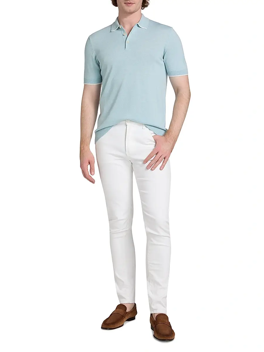 Saks Fifth Avenue Men's Wool Mouliné Polo Shirt | Thumbnail 2 Saks Fifth Avenue Men's Wool Mouliné Polo Shirt | Thumbnail 2
