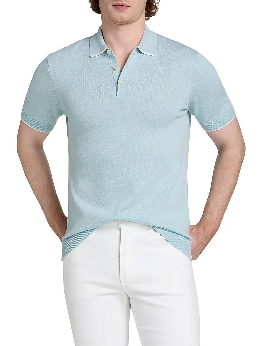 Saks Fifth Avenue Men's Wool Mouliné Polo Shirt | Thumbnail 3 Saks Fifth Avenue Men's Wool Mouliné Polo Shirt | Thumbnail 3