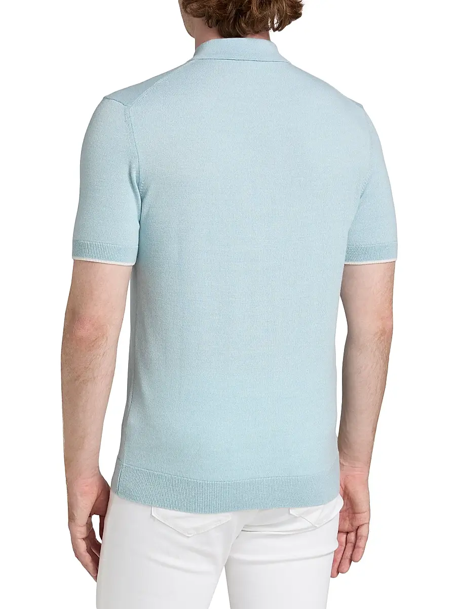 Saks Fifth Avenue Men's Wool Mouliné Polo Shirt | Thumbnail 5 Saks Fifth Avenue Men's Wool Mouliné Polo Shirt | Thumbnail 5
