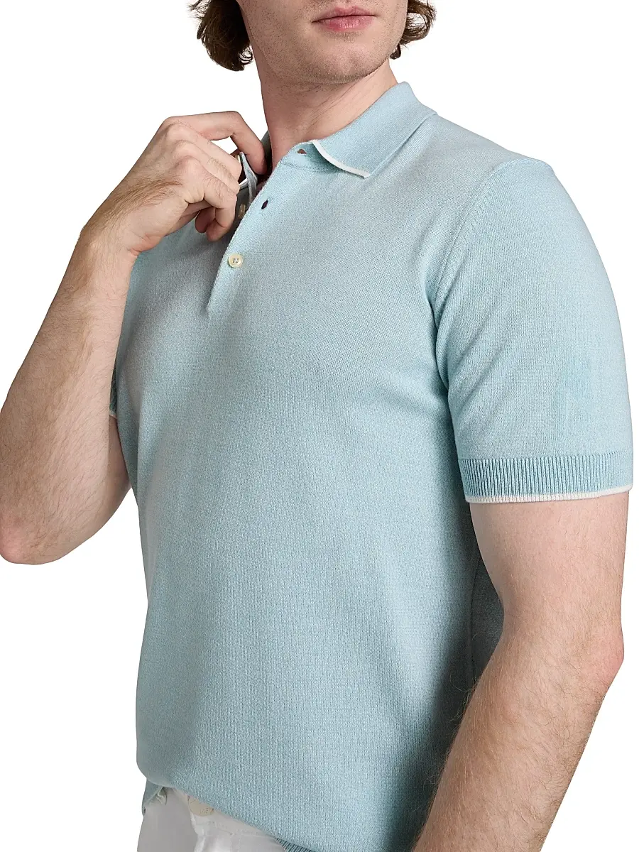 Saks Fifth Avenue Men's Wool Mouliné Polo Shirt | Thumbnail 6 Saks Fifth Avenue Men's Wool Mouliné Polo Shirt | Thumbnail 6