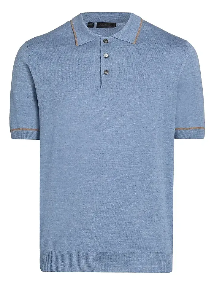 Men's COLLECTION Tipped Linen-Cotton Knit Polo Shirt Men's COLLECTION Tipped Linen-Cotton Knit Polo Shirt