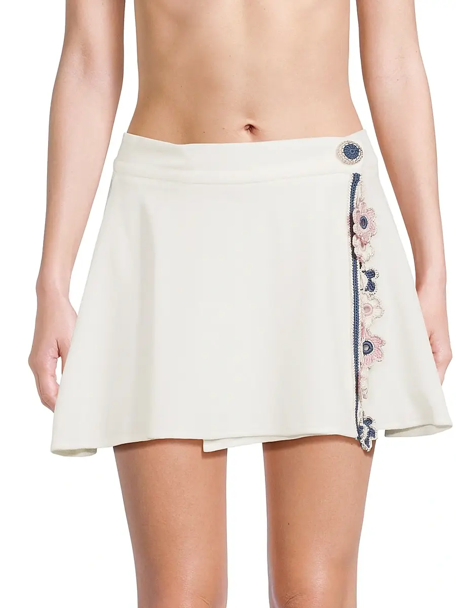 My Beachy Side Women's Peony Lace-Trim Terry Miniskirt | Thumbnail 3 My Beachy Side Women's Peony Lace-Trim Terry Miniskirt | Thumbnail 3