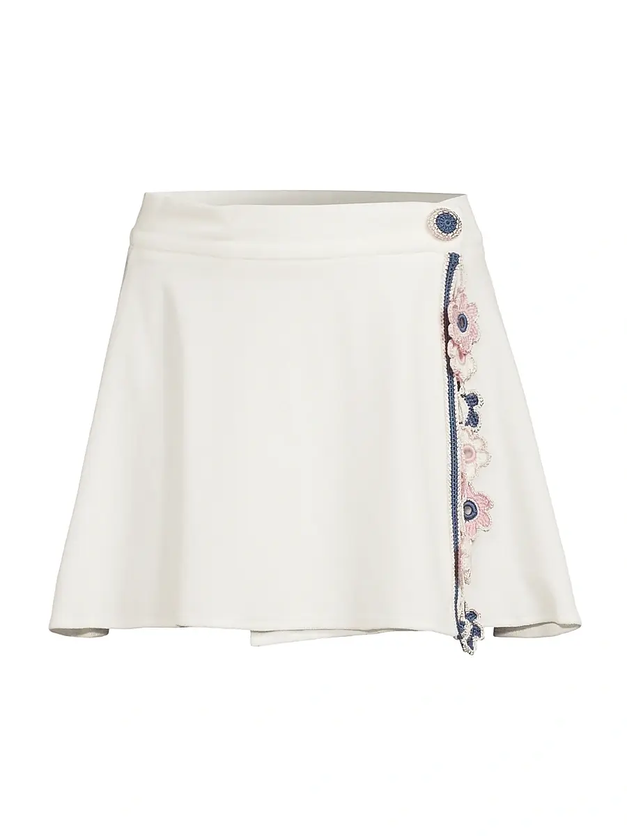 My Beachy Side Women's Peony Lace-Trim Terry Miniskirt - | Image 1 My Beachy Side Women's Peony Lace-Trim Terry Miniskirt - | Image 1