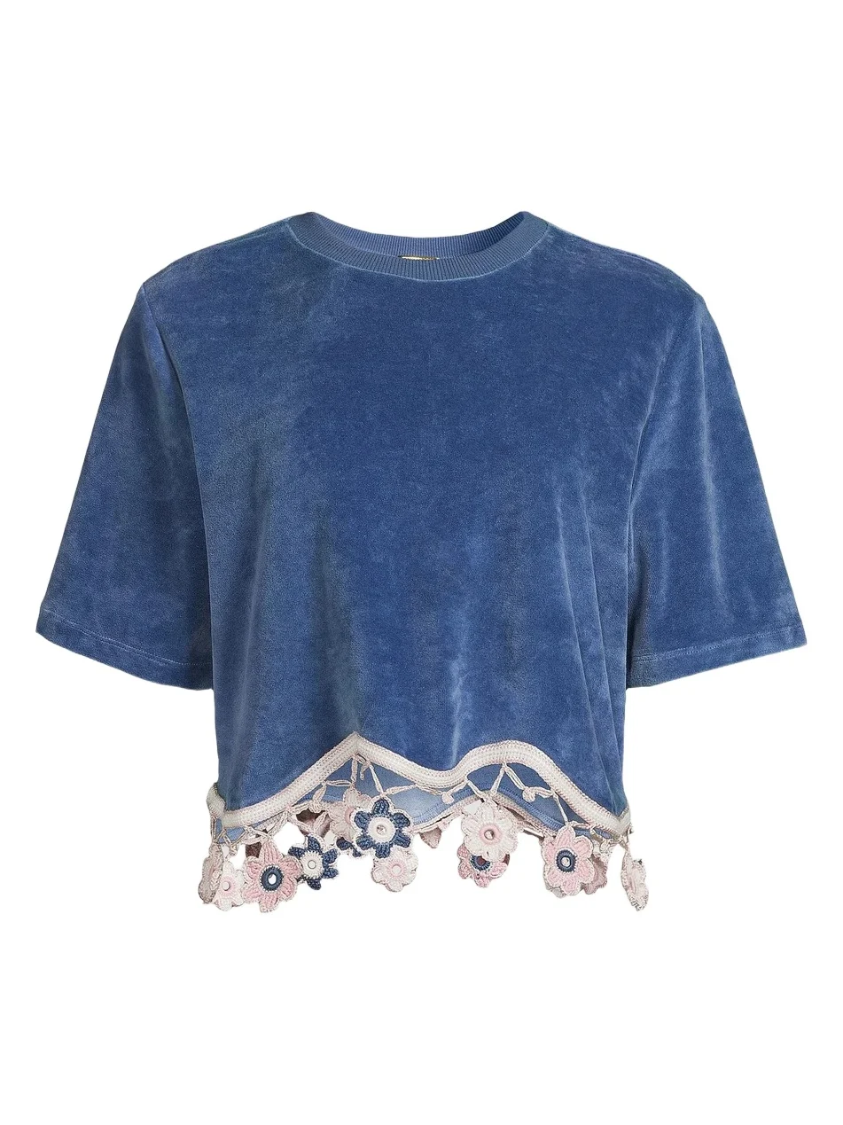 My Beachy Side Women's Peony Crocheted Hem Cover-Up Top