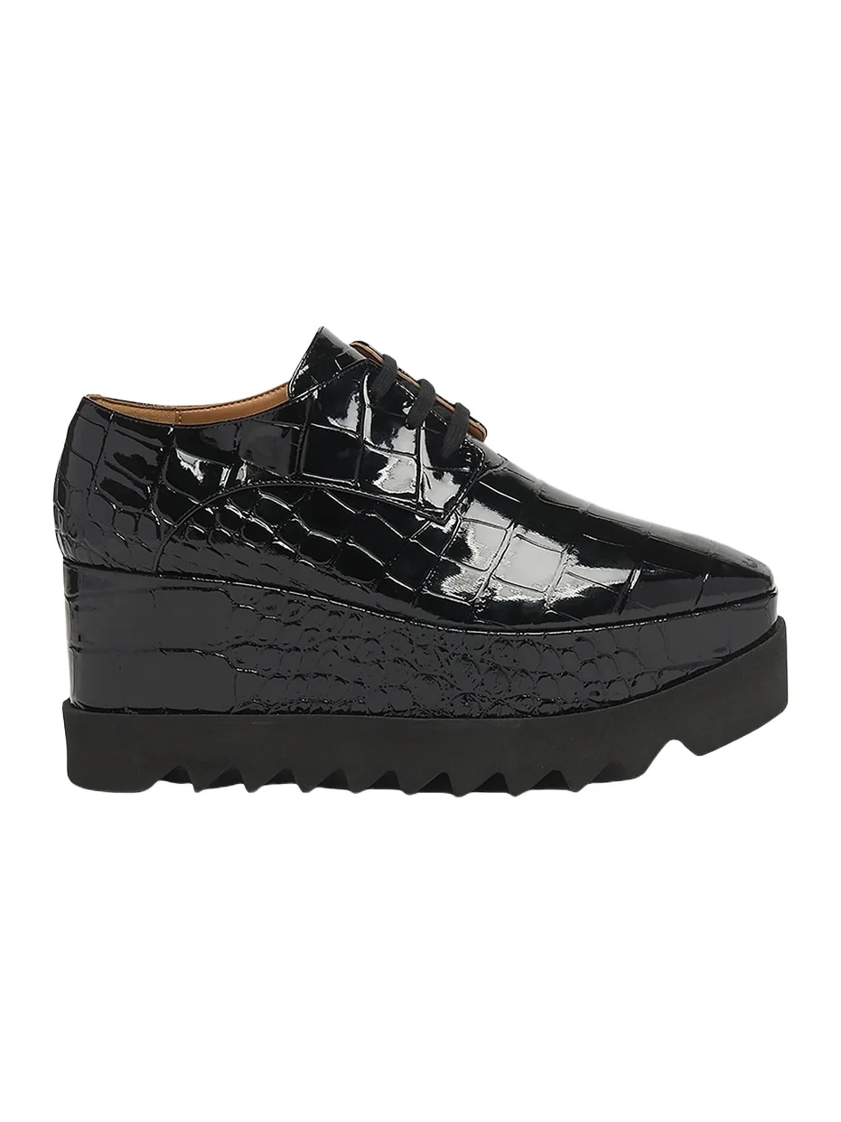 Women's Elyse 80MM Croc-Embossed Patent Platform Derbys
