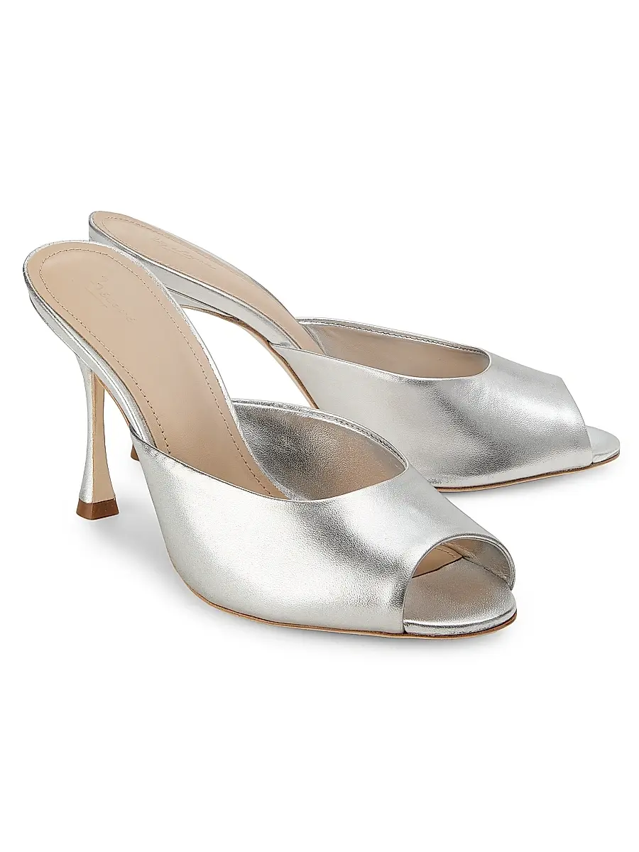 22élevé Women's 90MM Leather Peep-Toe Mules | Thumbnail 2