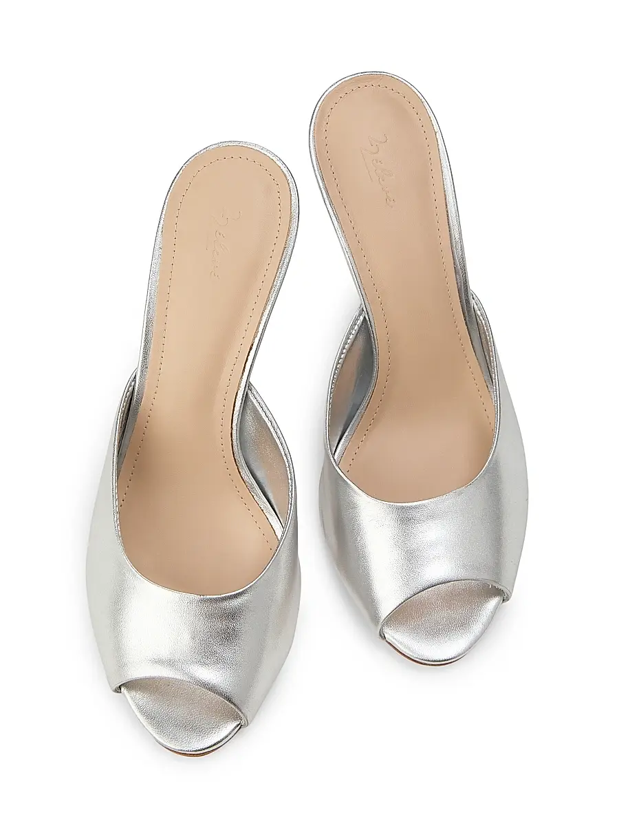 22élevé Women's 90MM Leather Peep-Toe Mules | Thumbnail 4