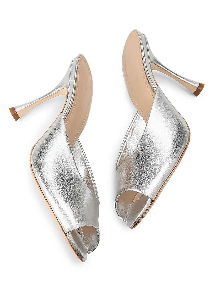 22élevé Women's 90MM Leather Peep-Toe Mules | Thumbnail 6