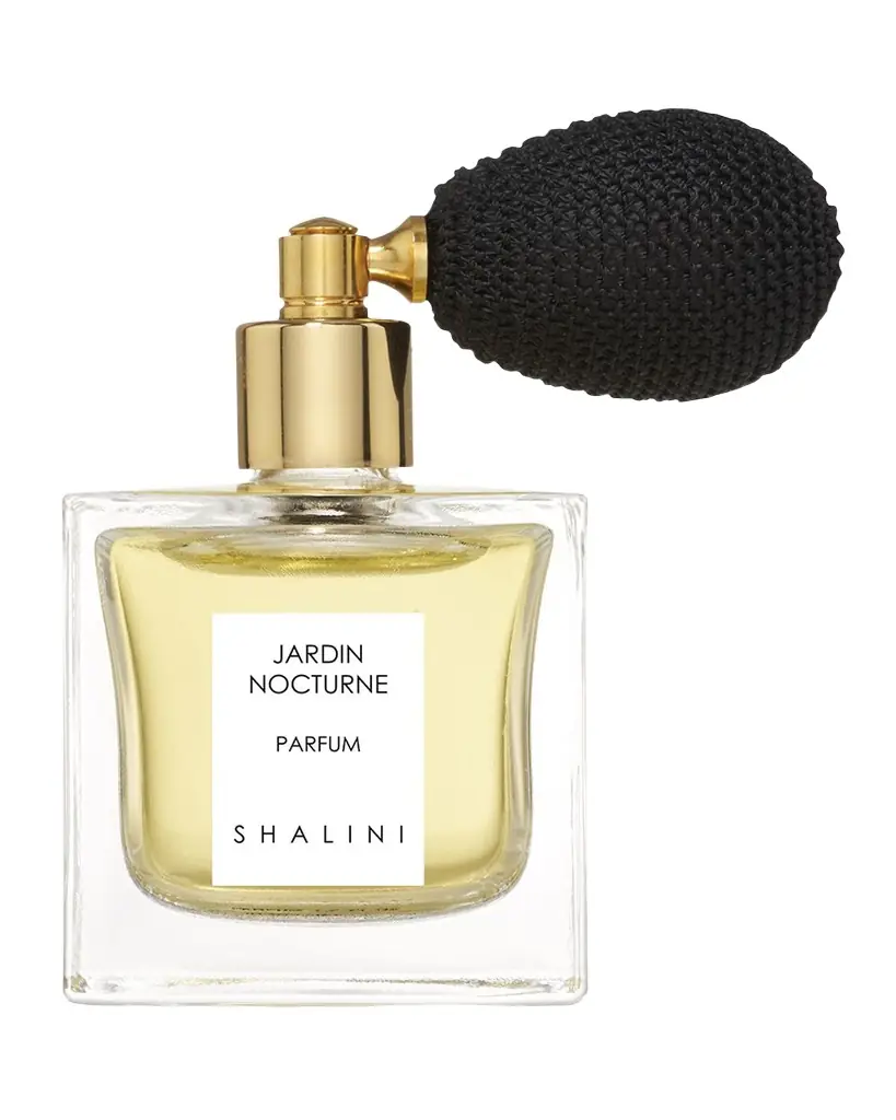 Shalini Parfum Jardin Nocturne Cubique Glass Bottle with Black Bulb Atomizer, 1.7 oz./ 50 mL | Image 1 Shalini Parfum Jardin Nocturne Cubique Glass Bottle with Black Bulb Atomizer, 1.7 oz./ 50 mL | Image 1