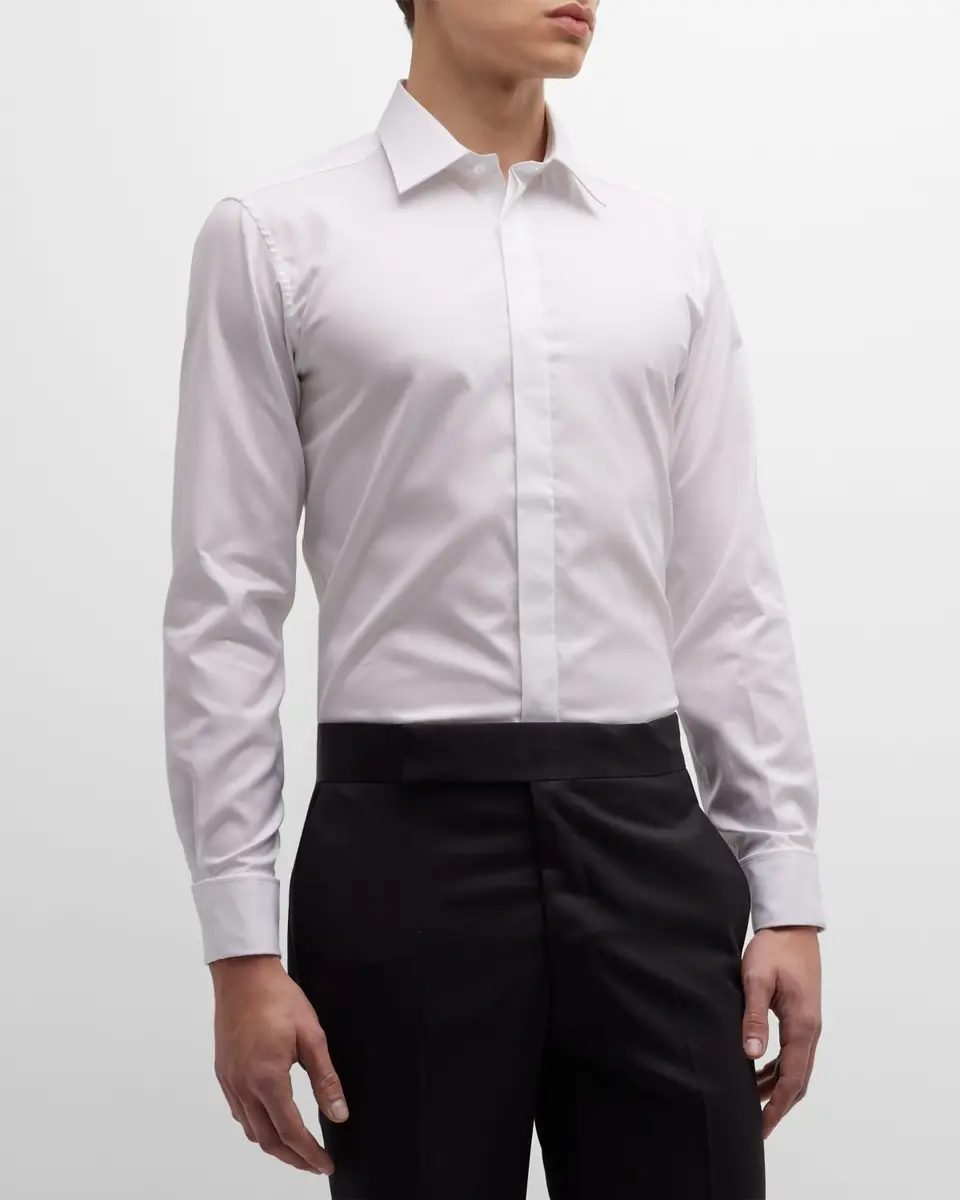 Charvet Men's Slim Fit Covered Placket Dress Shirt | Thumbnail 4 Charvet Men's Slim Fit Covered Placket Dress Shirt | Thumbnail 4