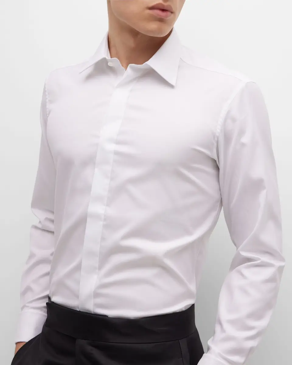 Charvet Men's Slim Fit Covered Placket Dress Shirt | Thumbnail 6 Charvet Men's Slim Fit Covered Placket Dress Shirt | Thumbnail 6