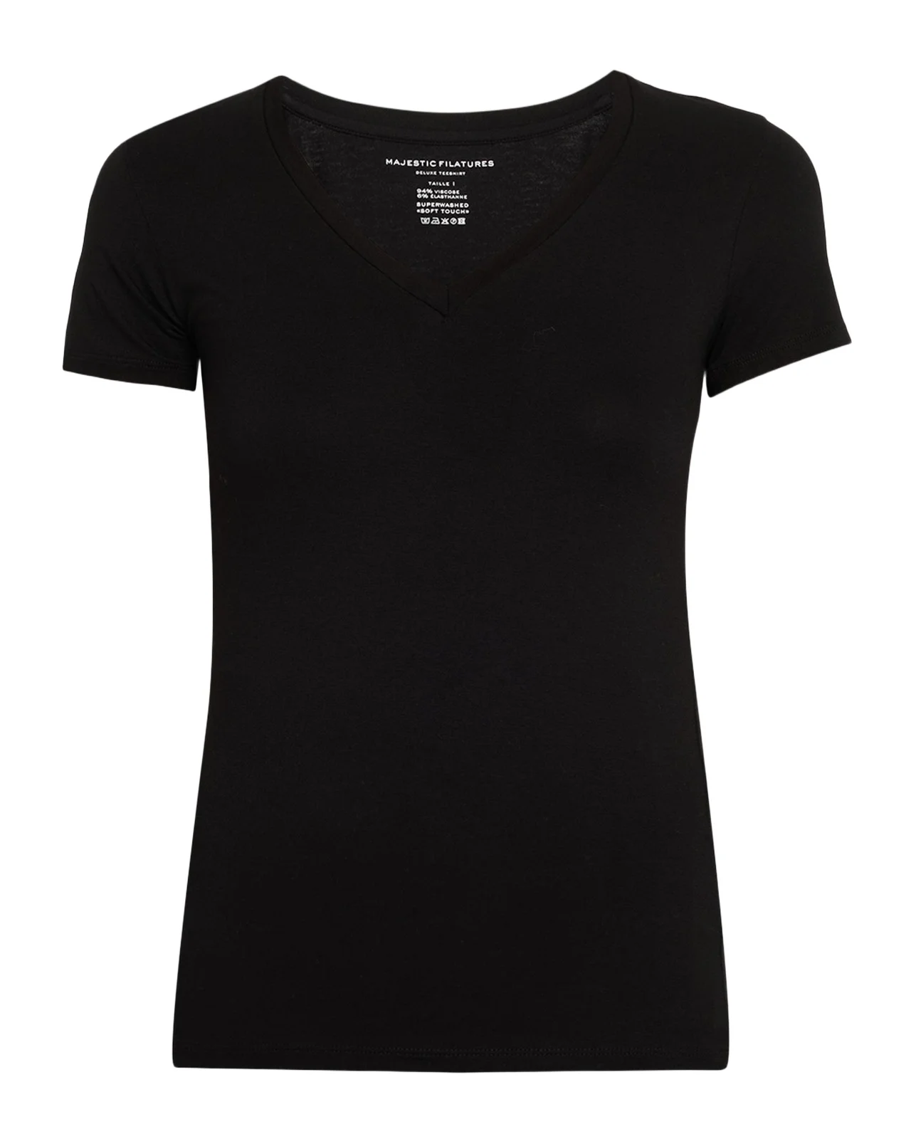 MAJESTIC FILATURES Soft Touch Short-Sleeve V-Neck Top
