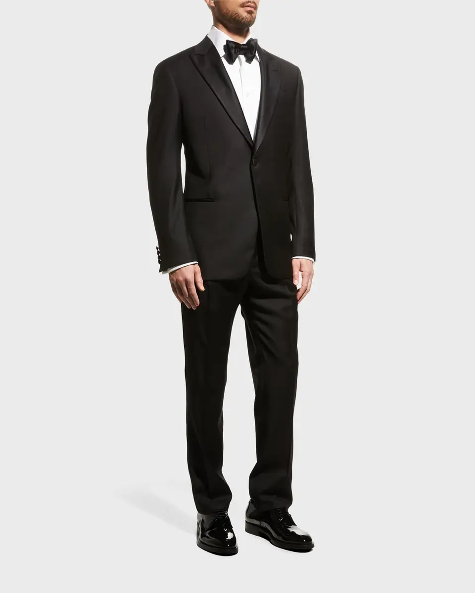 Emporio Armani Men's Solid Peak-Lapel Tuxedo | Thumbnail 2 Emporio Armani Men's Solid Peak-Lapel Tuxedo | Thumbnail 2