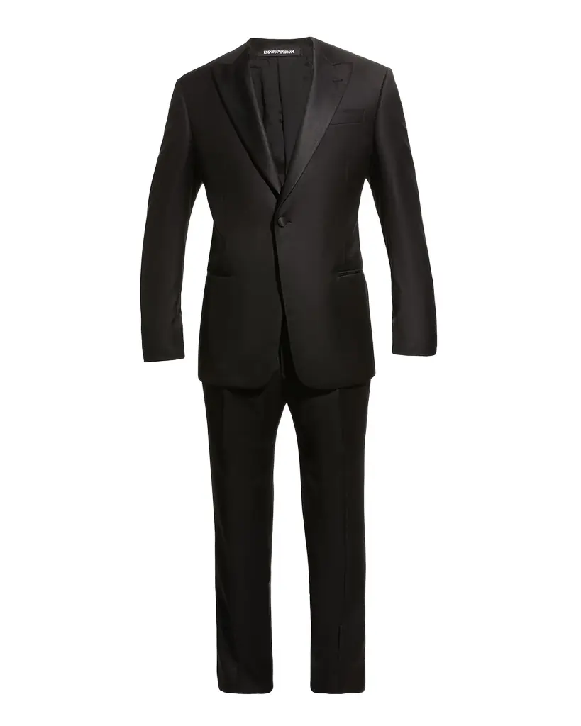 Emporio Armani Men's Solid Peak-Lapel Tuxedo | Image 1 Emporio Armani Men's Solid Peak-Lapel Tuxedo | Image 1
