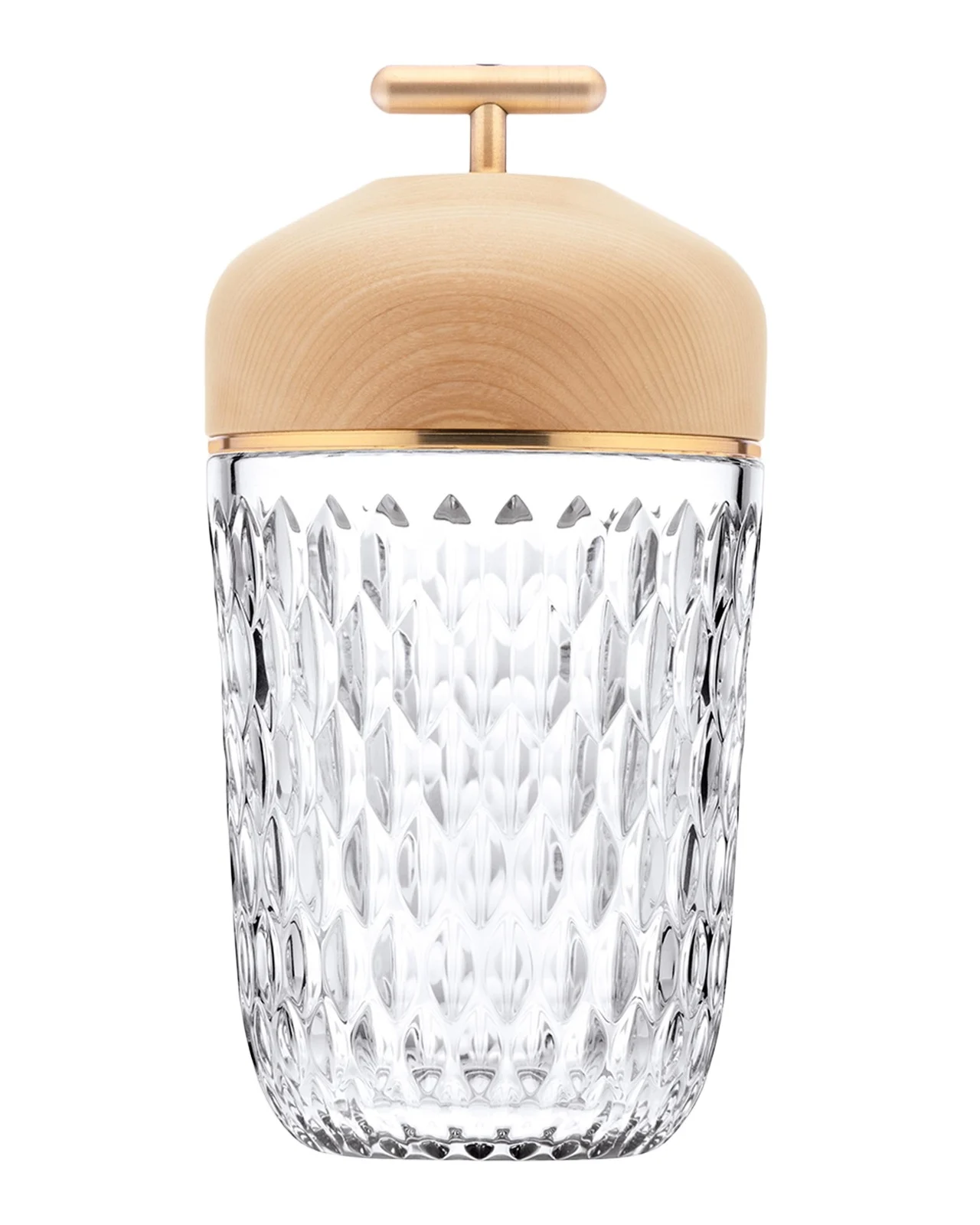 Saint Louis Crystal Folia Clear Woodbrushed Brass Finish Portable Lamp