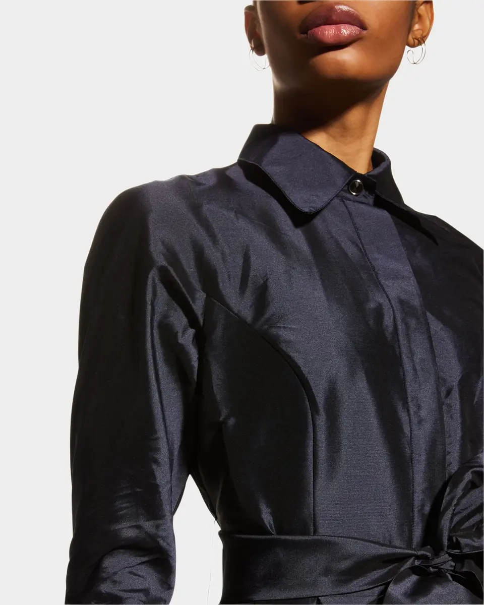 Rickie Freeman for Teri Jon 3/4-Sleeve Taffeta Shirtdress Gown | Thumbnail 5 Rickie Freeman for Teri Jon 3/4-Sleeve Taffeta Shirtdress Gown | Thumbnail 5