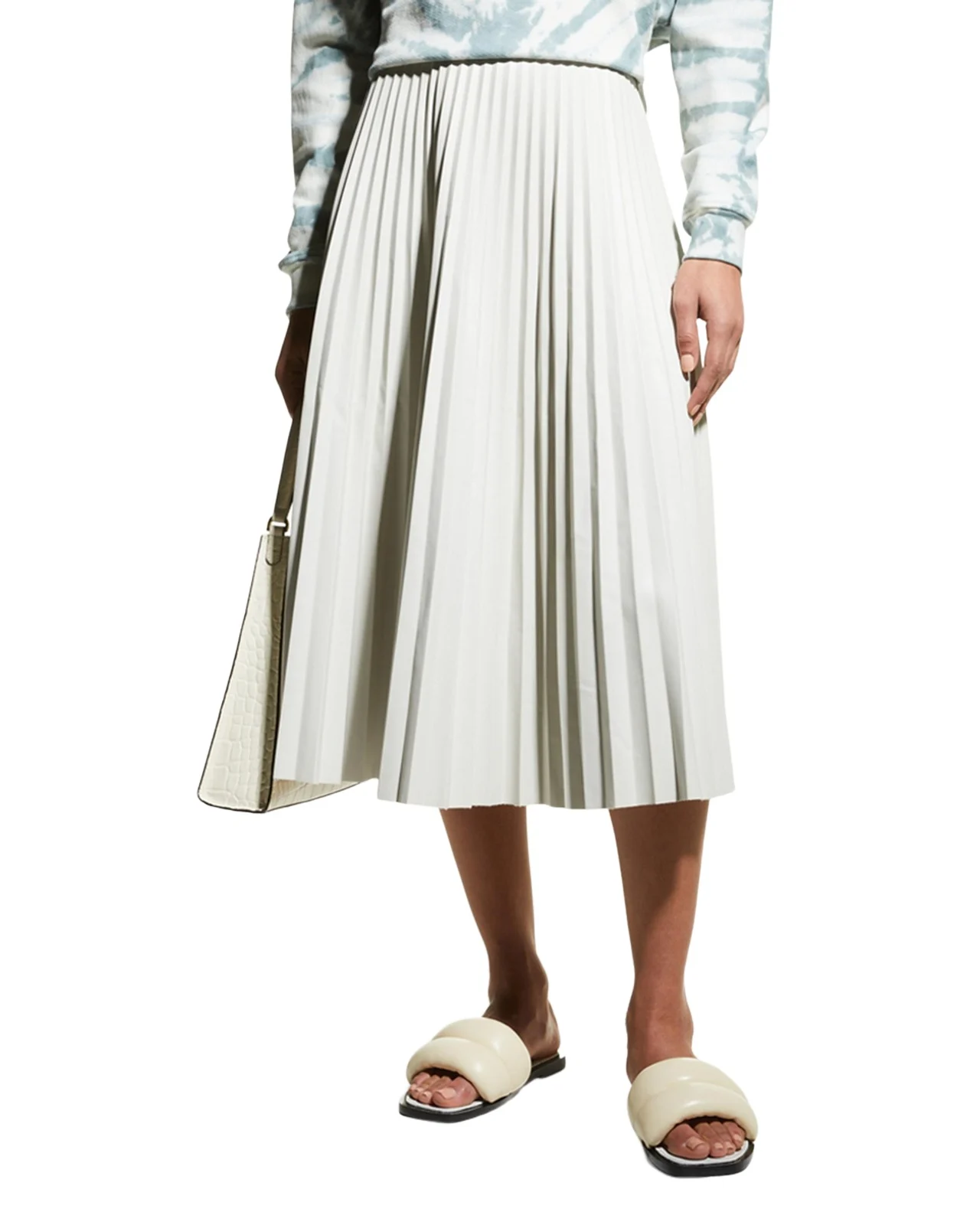 Proenza Schouler White Label Pleated Vegan Leather Midi Skirt
