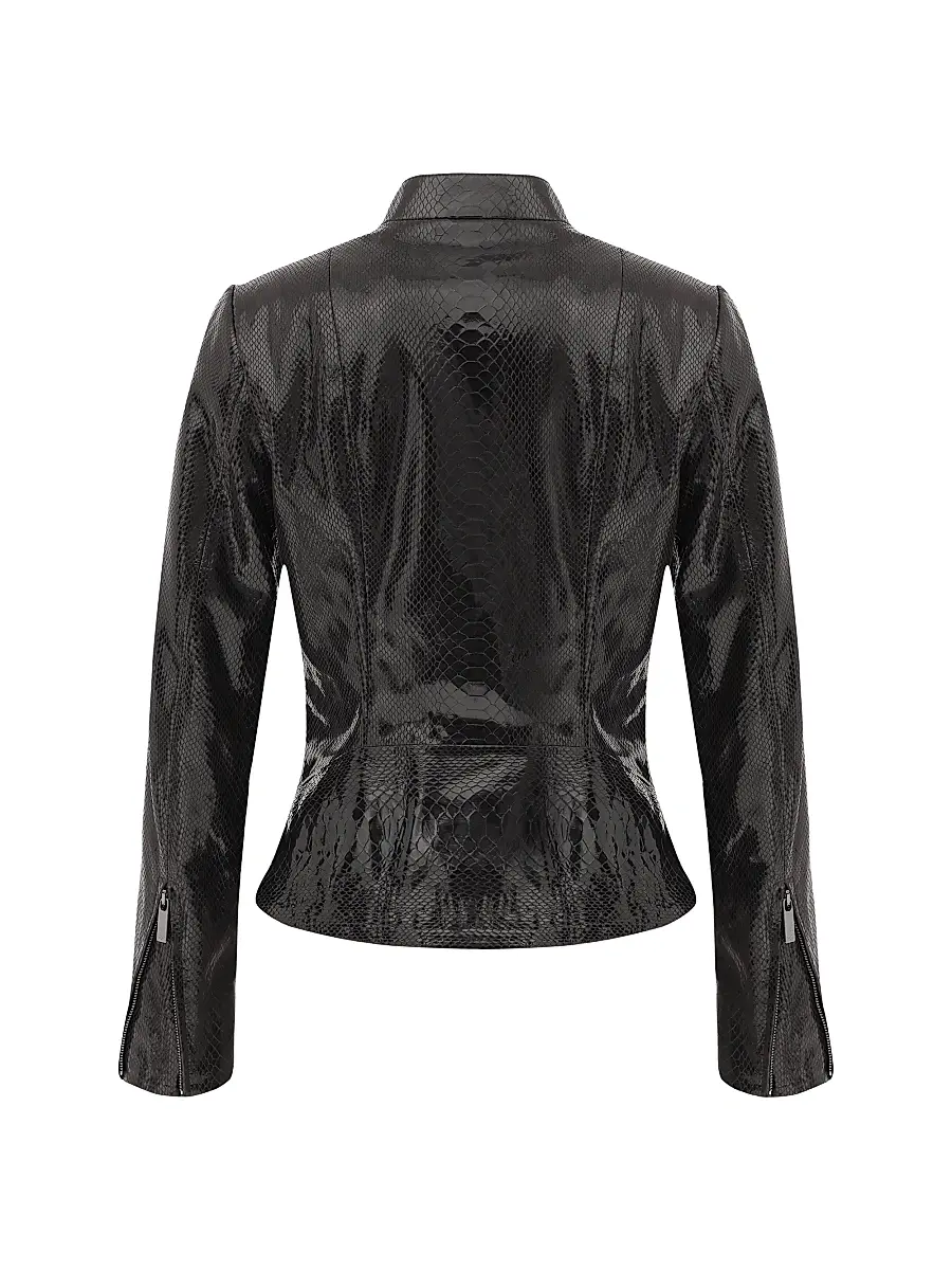 Gorski Women's Metis Suede Python Printed Zip Jacket | Thumbnail 2 Gorski Women's Metis Suede Python Printed Zip Jacket | Thumbnail 2