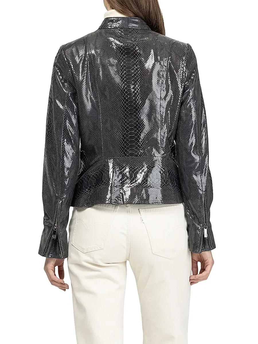 Gorski Women's Metis Suede Python Printed Zip Jacket | Thumbnail 5 Gorski Women's Metis Suede Python Printed Zip Jacket | Thumbnail 5