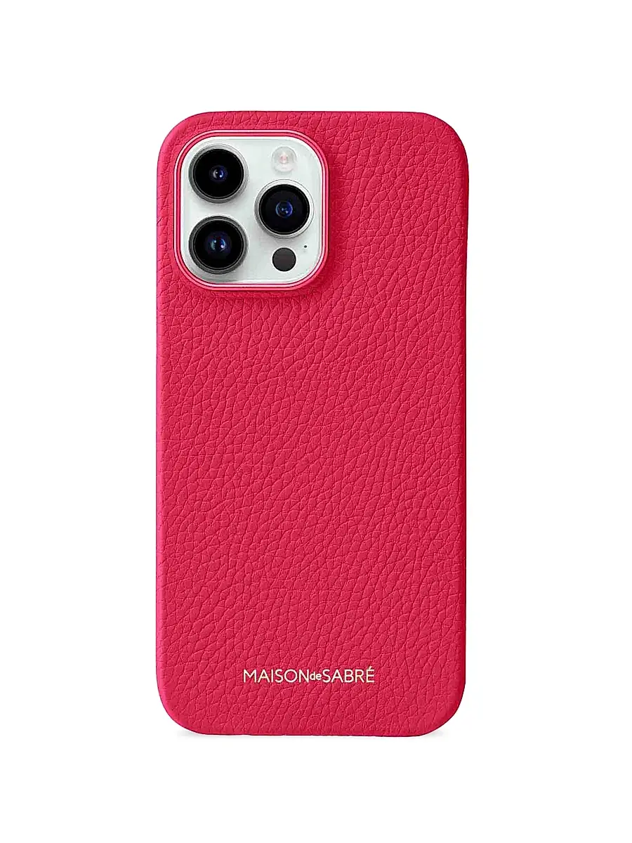 MAISON de SABRÉ Leather Phone Case (iPhone 15 Pro Max) - Shibuya Fuchsia | Image 1 MAISON de SABRÉ Leather Phone Case (iPhone 15 Pro Max) - Shibuya Fuchsia | Image 1