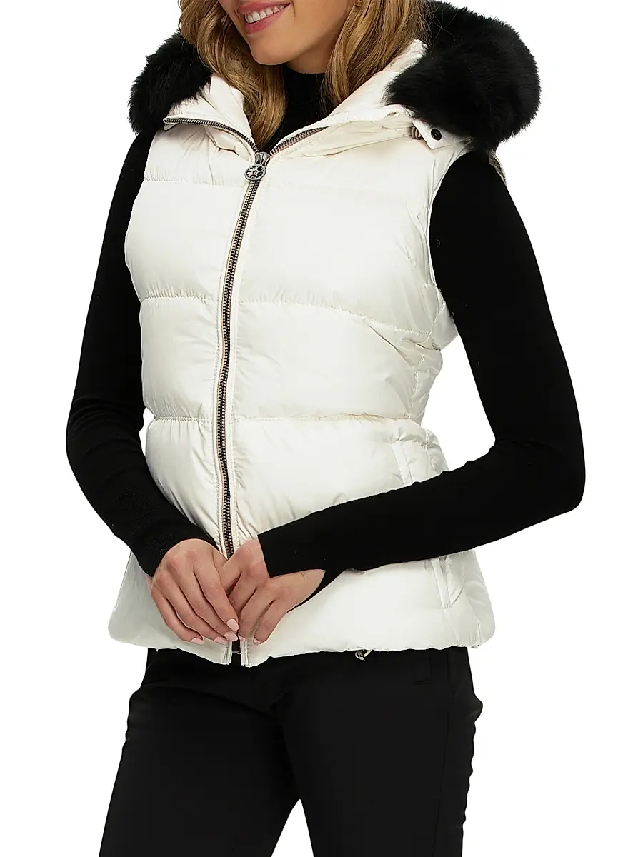 Gorski Women's Apres-Ski Vest with Detachable Toscana Shearling Lamb Hood Trim | Thumbnail 3 Gorski Women's Apres-Ski Vest with Detachable Toscana Shearling Lamb Hood Trim | Thumbnail 3