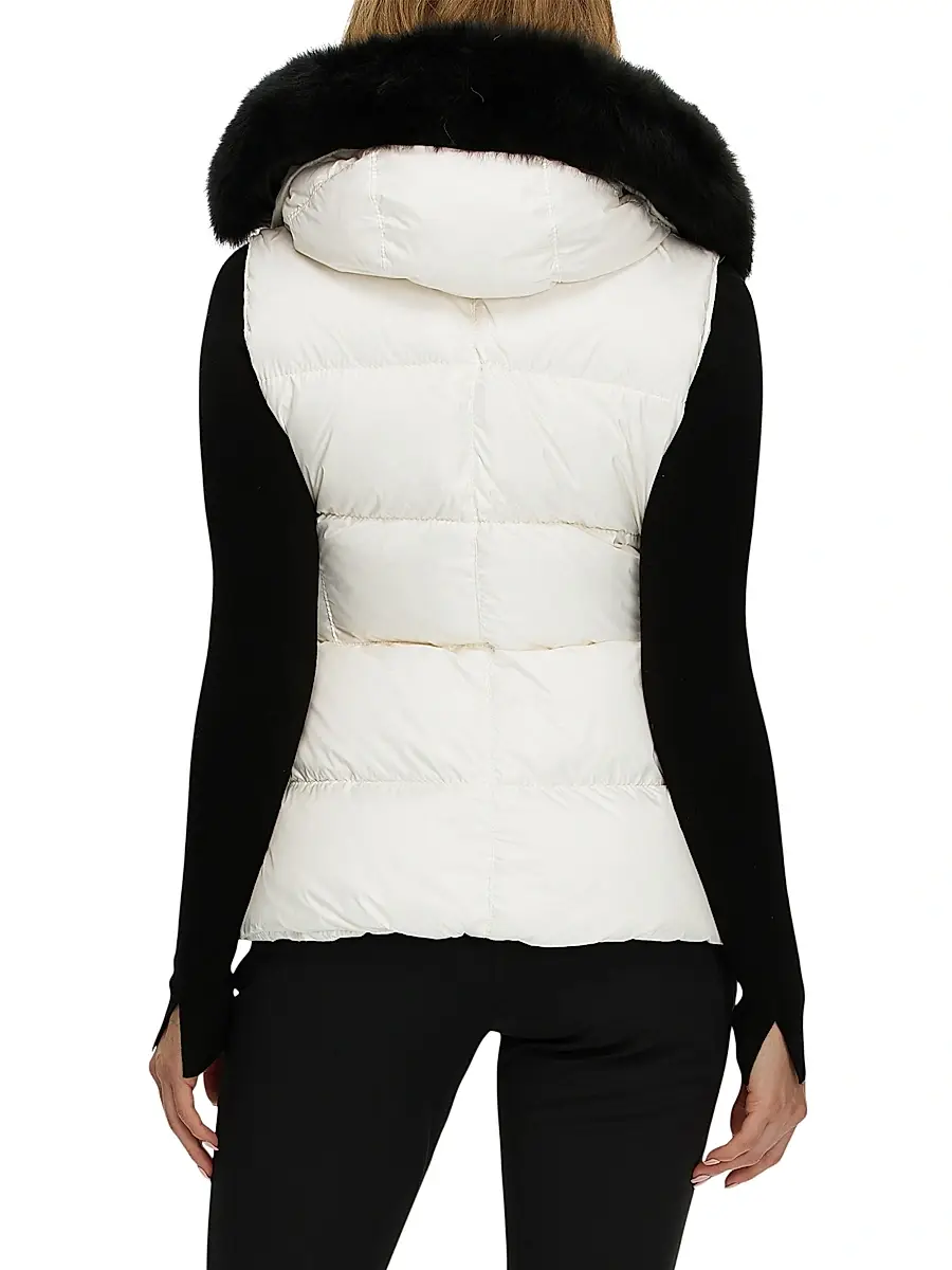 Gorski Women's Apres-Ski Vest with Detachable Toscana Shearling Lamb Hood Trim | Thumbnail 4 Gorski Women's Apres-Ski Vest with Detachable Toscana Shearling Lamb Hood Trim | Thumbnail 4