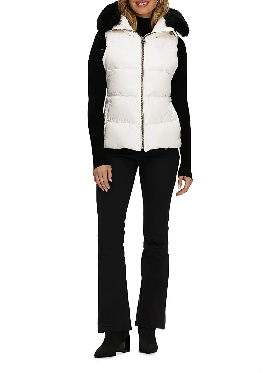Gorski Women's Apres-Ski Vest with Detachable Toscana Shearling Lamb Hood Trim | Thumbnail 5 Gorski Women's Apres-Ski Vest with Detachable Toscana Shearling Lamb Hood Trim | Thumbnail 5