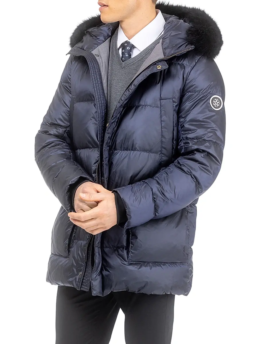 Gorski Men's Apres-Ski Jacket with Detachable Toscana Lamb Hood Trim | Thumbnail 2 Gorski Men's Apres-Ski Jacket with Detachable Toscana Lamb Hood Trim | Thumbnail 2