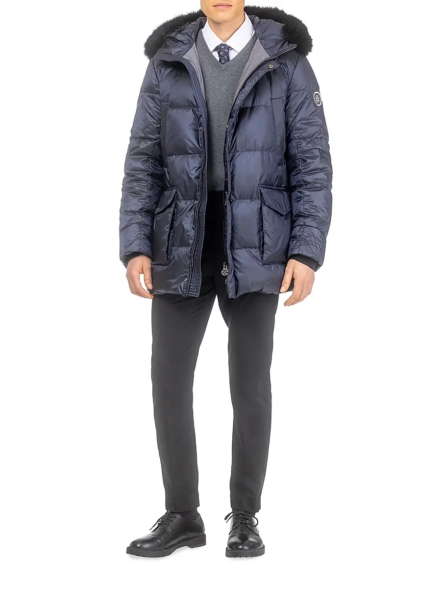 Gorski Men's Apres-Ski Jacket with Detachable Toscana Lamb Hood Trim | Thumbnail 4 Gorski Men's Apres-Ski Jacket with Detachable Toscana Lamb Hood Trim | Thumbnail 4