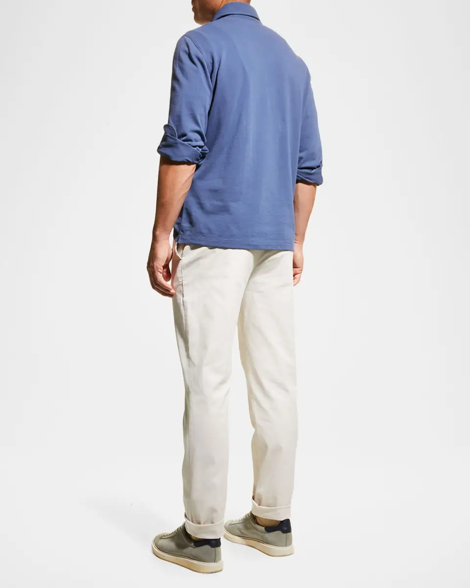 Brunello Cucinelli Men's American Pima Italian-Fit Chino Trousers | Thumbnail 4