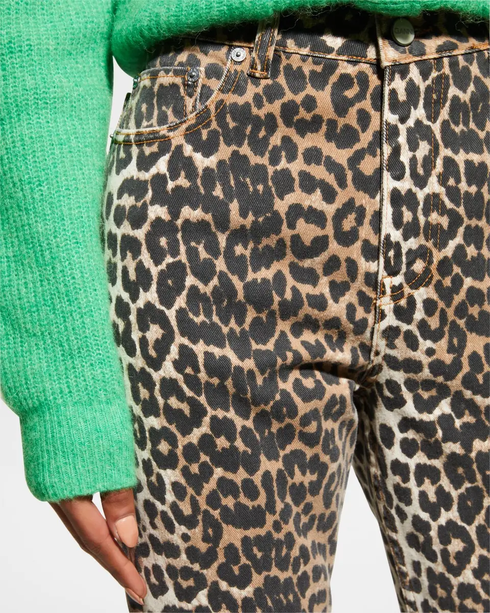 Ganni Betzy Leopard Cropped Bootcut Jeans | Thumbnail 5