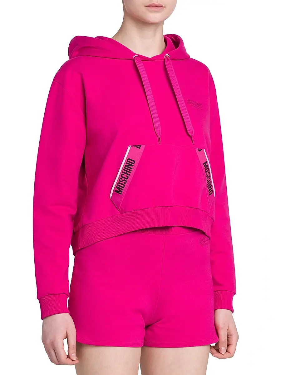 MOSCHINO Women's Stretch-Cotton Cropped Hoodie | Thumbnail 4 MOSCHINO Women's Stretch-Cotton Cropped Hoodie | Thumbnail 4