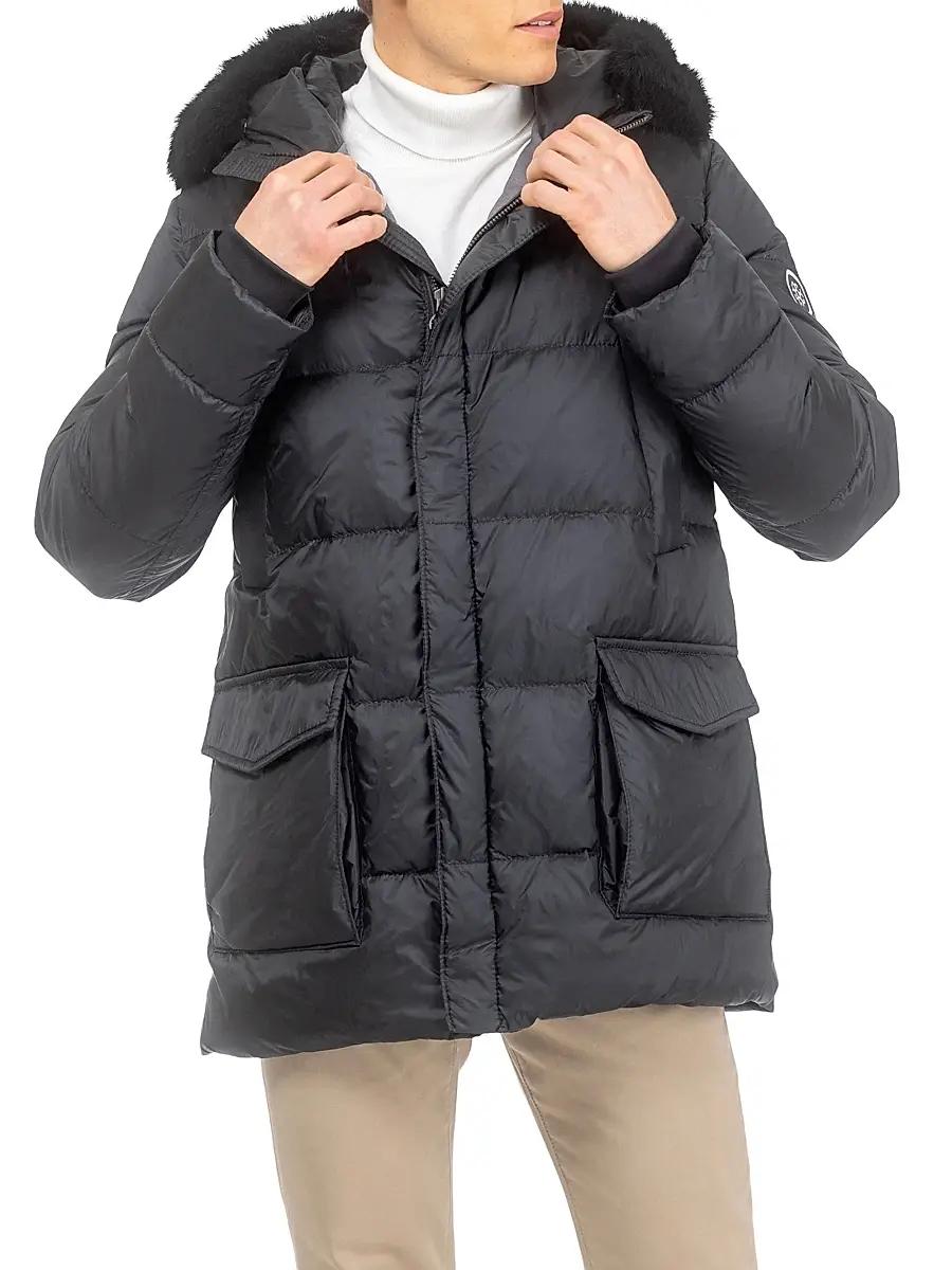 Gorski Men's Apres-Ski Jacket with Detachable Toscana Lamb Hood Trim | Thumbnail 3 Gorski Men's Apres-Ski Jacket with Detachable Toscana Lamb Hood Trim | Thumbnail 3