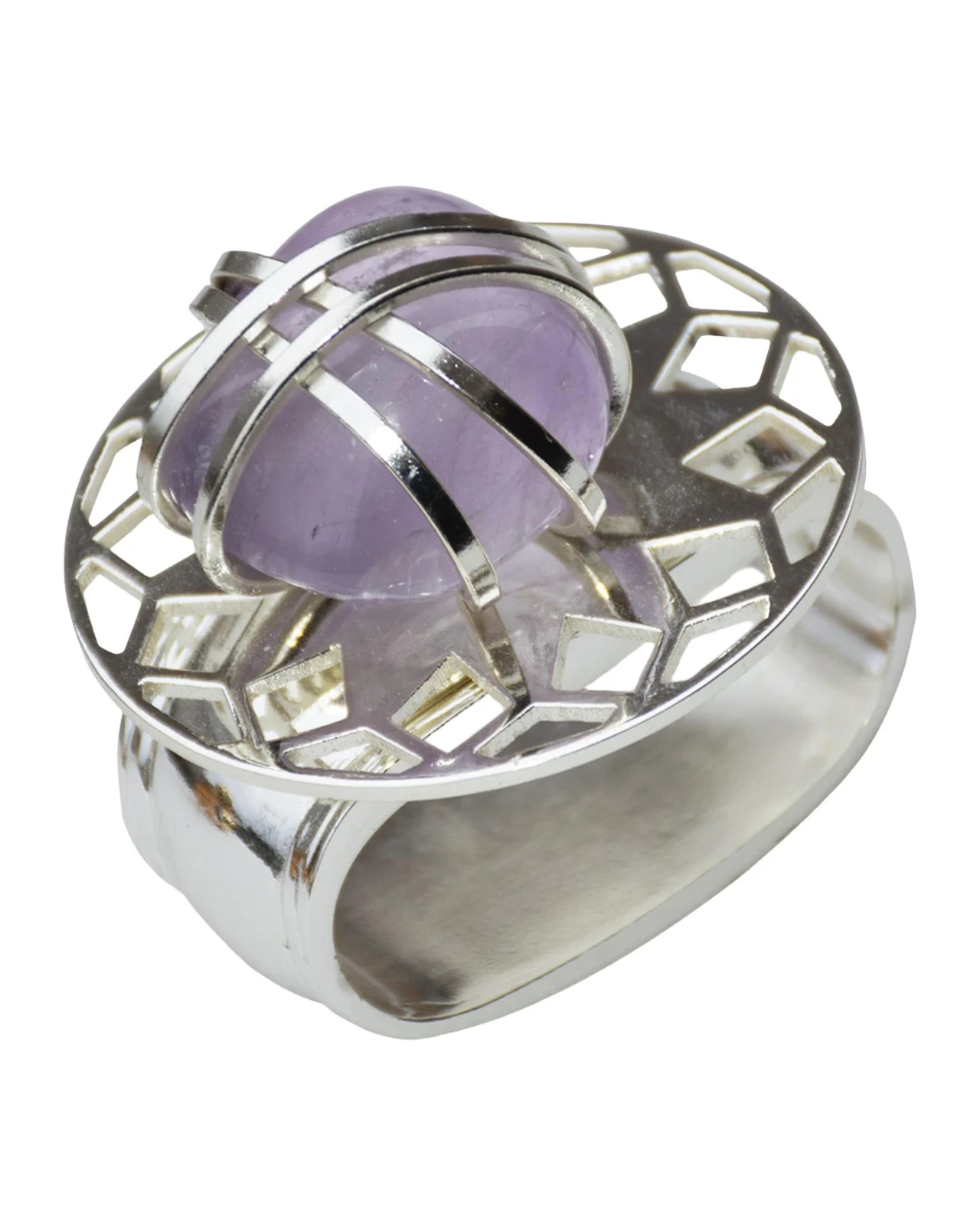 Nomi K Stone Design Amethyst Napkin Rings With Silver Plating, Set Of 4