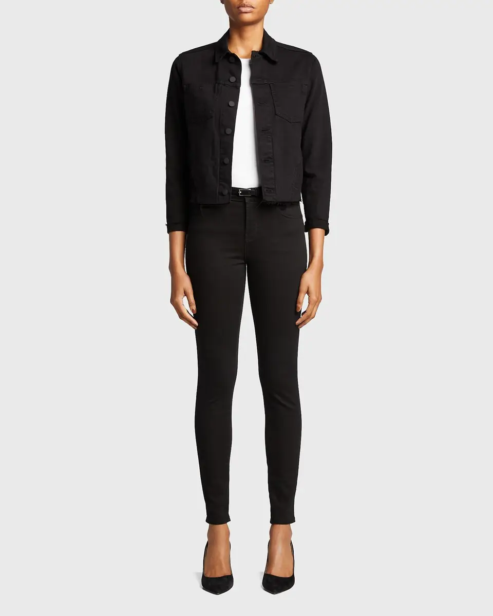 L'Agence Janelle Slim Raw-Edge Denim Jacket | Thumbnail 2 L'Agence Janelle Slim Raw-Edge Denim Jacket | Thumbnail 2