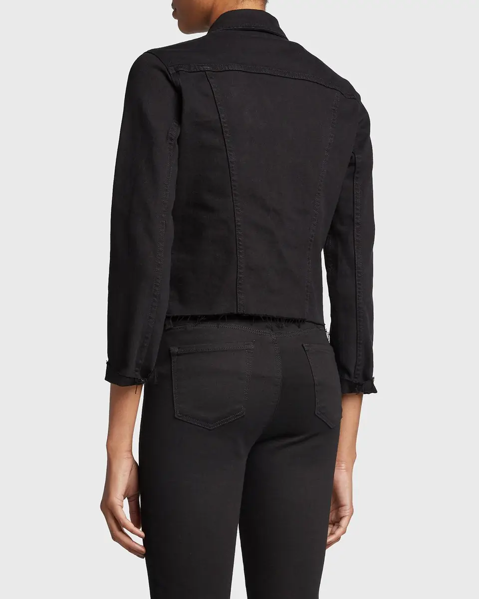 L'Agence Janelle Slim Raw-Edge Denim Jacket | Thumbnail 3 L'Agence Janelle Slim Raw-Edge Denim Jacket | Thumbnail 3