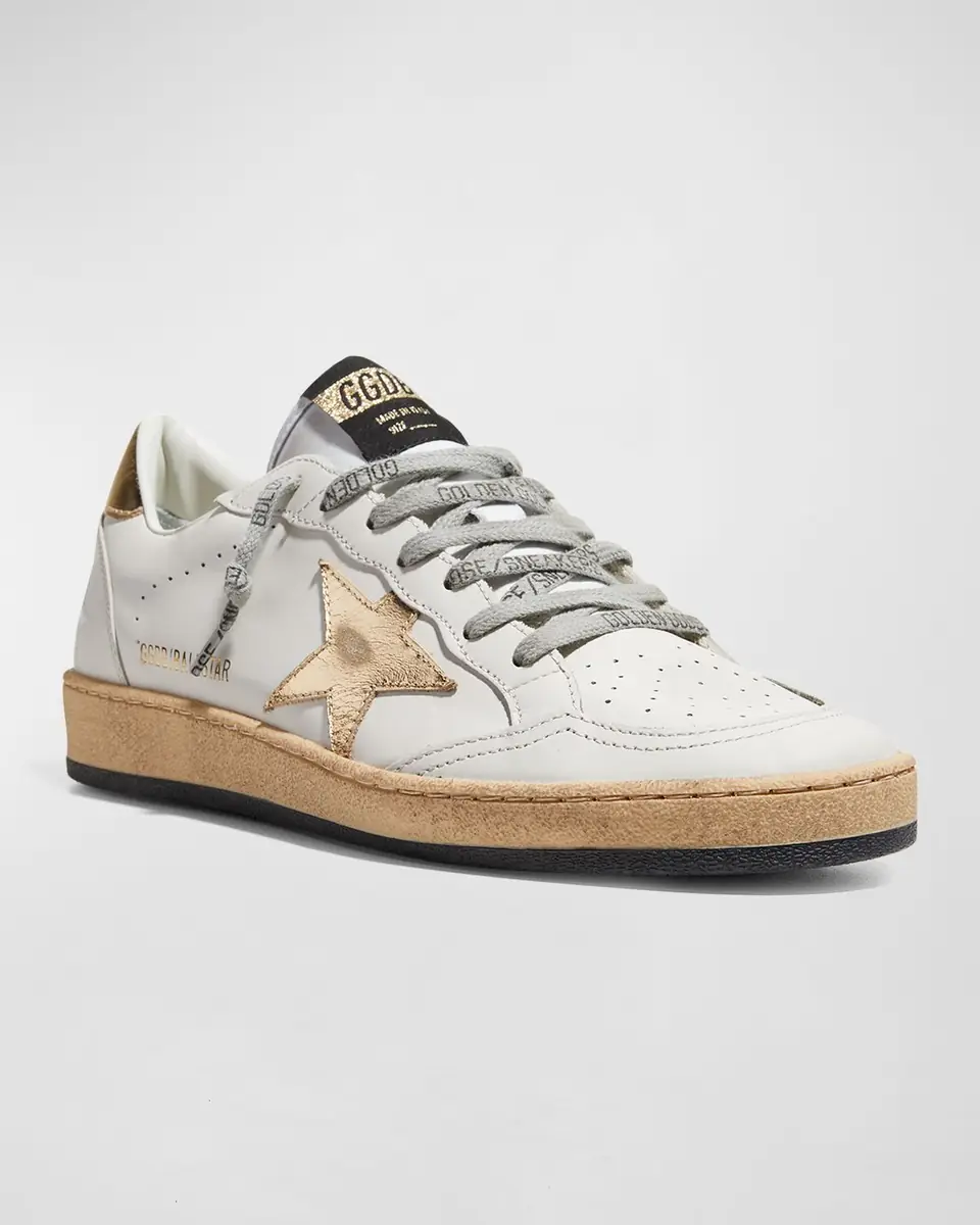 Golden Goose Ball Star Mixed Leather Low-Top Sneakers | Thumbnail 4 Golden Goose Ball Star Mixed Leather Low-Top Sneakers | Thumbnail 4