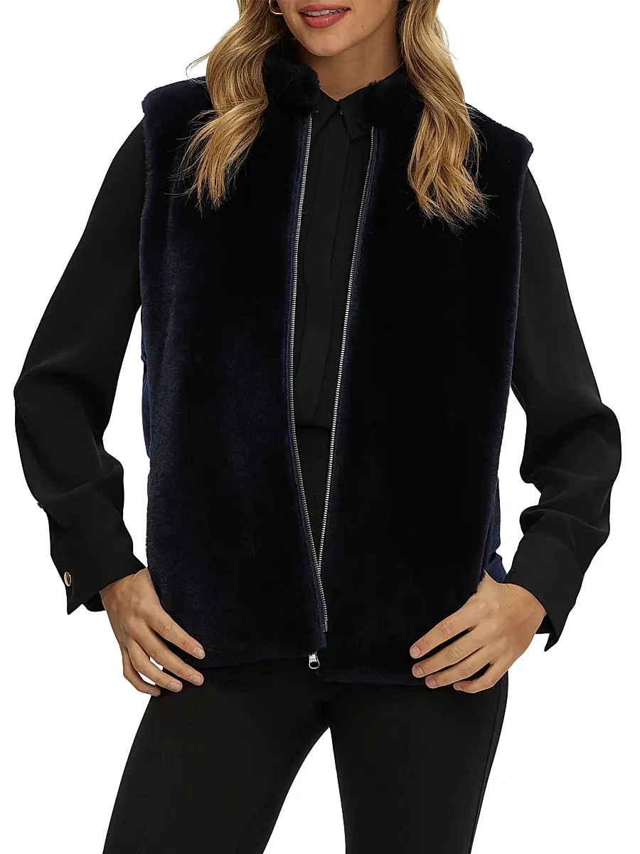 Gorski Women's Reversible Select Shearling Lamb Vest | Thumbnail 2