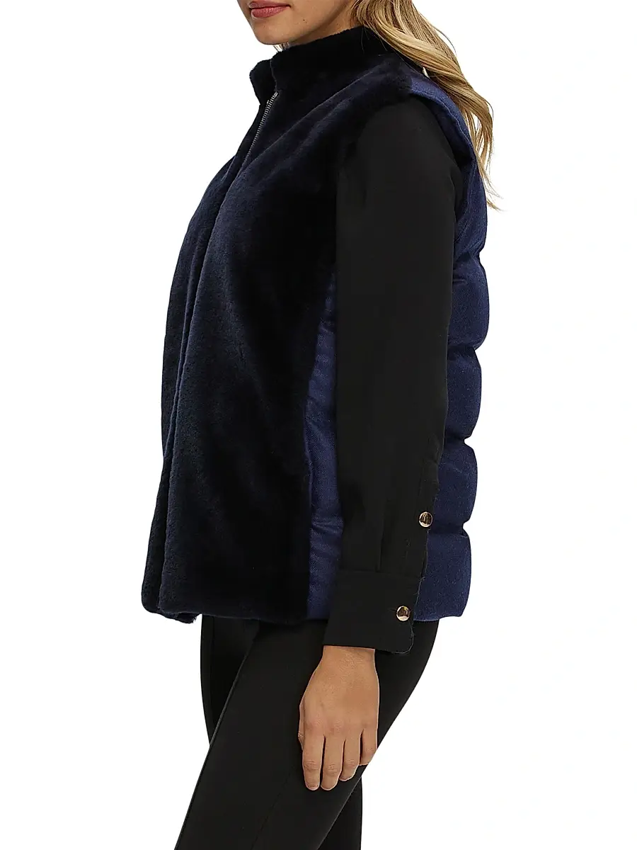 Gorski Women's Reversible Select Shearling Lamb Vest | Thumbnail 3