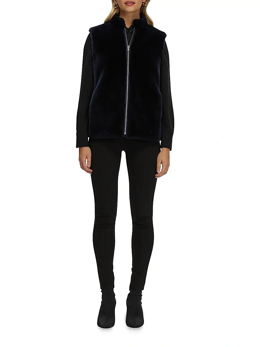 Gorski Women's Reversible Select Shearling Lamb Vest | Thumbnail 6