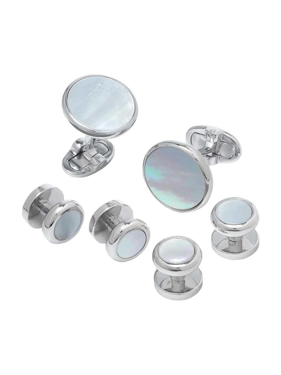 Men's Sterling Silver & Onyx Cufflinks Set